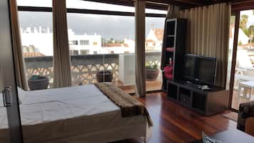 1 bedroom, desk, iron/ironing board, travel cot