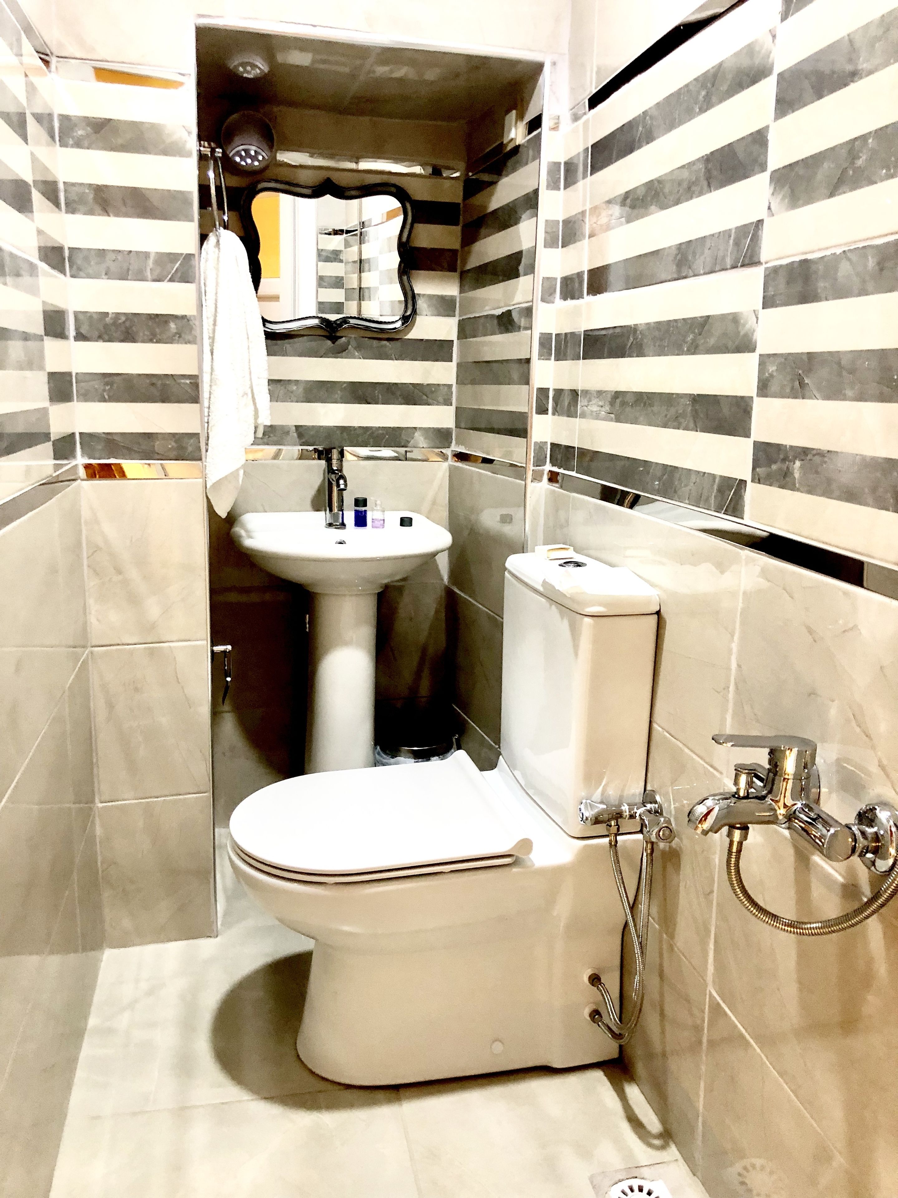 shower, free toiletries, hair dryer, slippers