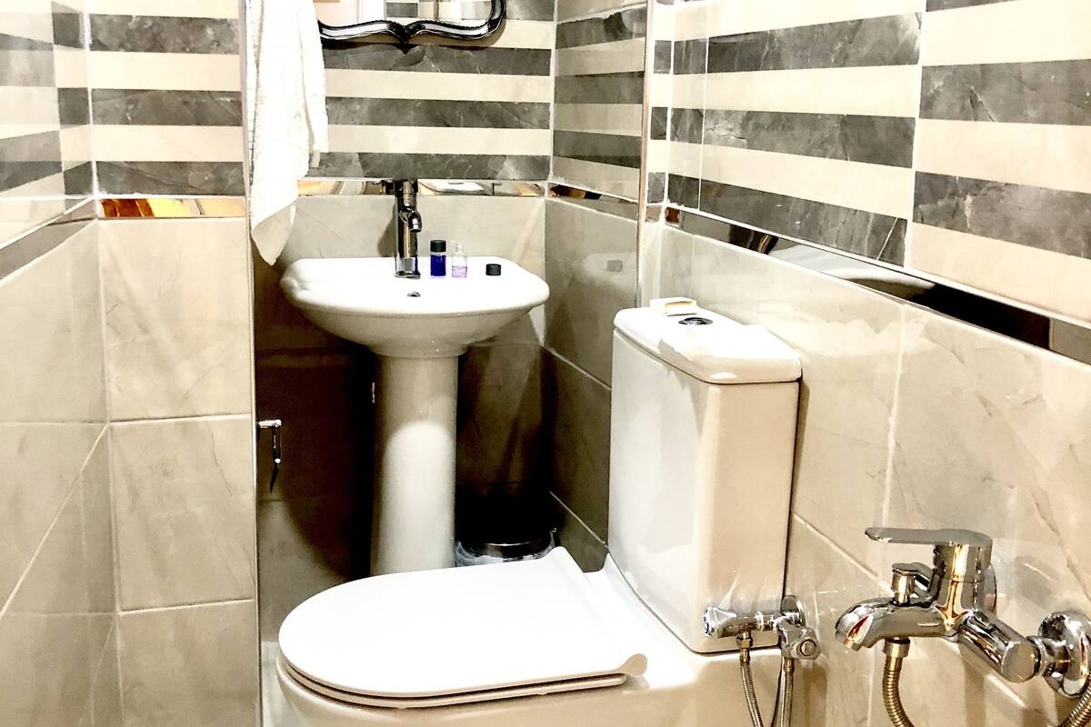 shower, free toiletries, hair dryer, slippers