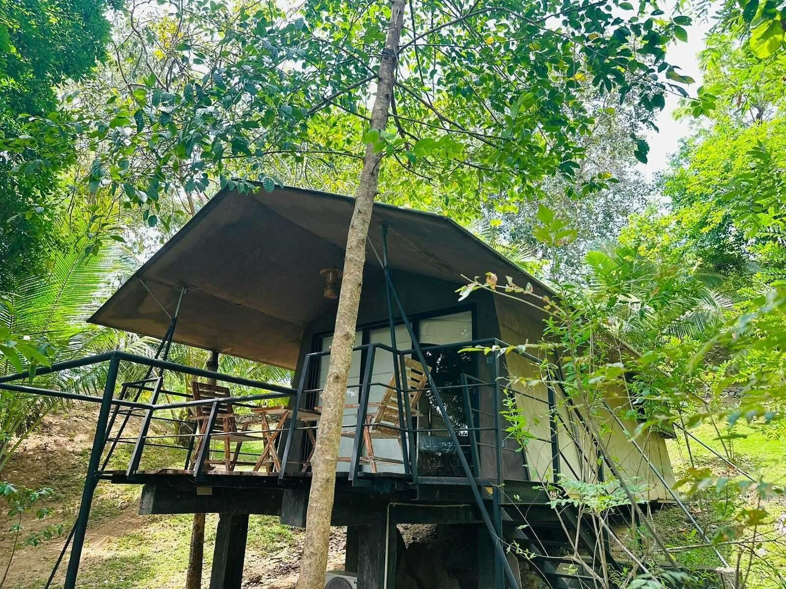 Tienda de campaña de lujo | Insonorización, tabla de planchar con plancha y ropa de cama 