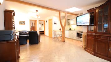 Apartment, 2 Bedrooms, Terrace | Living area | Flat-screen TV, DVD player