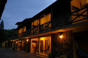 Front of property - evening/night - Pousada Beira Mar (Garopaba)