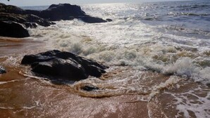 A beach with waves crashing onto rocks and a clear sky. - Hôtel Les Polygones (Kribi)