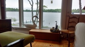 View of dock from chaise lounge style futon