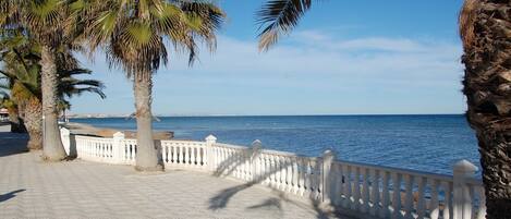 Beach nearby, sun loungers