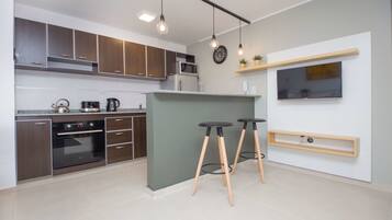 Apartment, Multiple Beds, Non Smoking, City View | Private kitchen | Fridge, microwave, coffee/tea maker, cookware/dishes/utensils