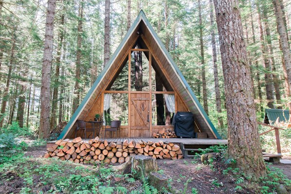 Outdoor dining - Hidden Gem! Modern A-frame in wooded wonderland (Ashford)