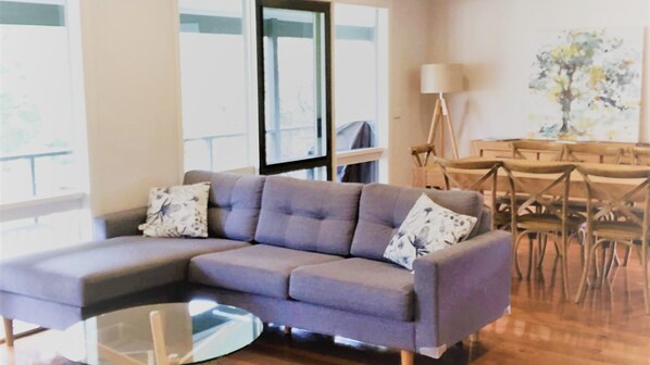 Flat-screen TV, DVD player