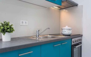 Fridge, oven, stovetop, coffee/tea maker