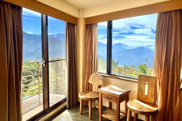 Quadruple Room, Balcony, Mountain View | In-room dining