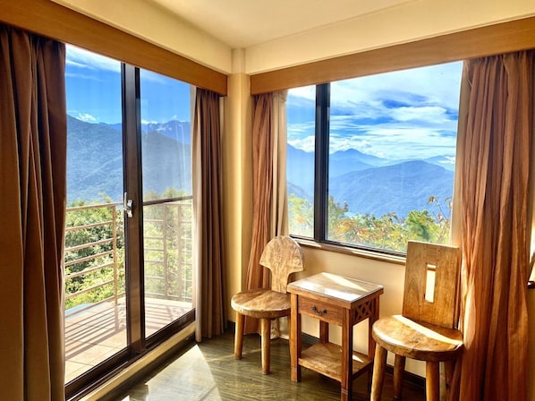 Quadruple Room, Balcony, Mountain View | In-room dining