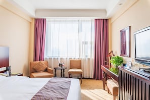 Desk, blackout curtains, iron/ironing board, free WiFi