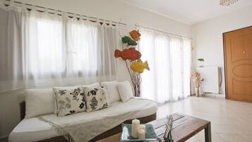 42-inch flat-screen TV with satellite channels