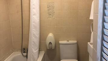 Combined shower/bathtub, hair dryer