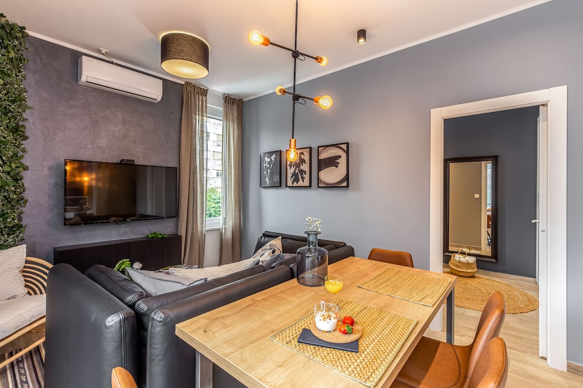 Apartment, 1 Bedroom | Living area | 49-inch flat-screen TV with satellite channels, TV, Netflix