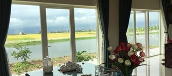 Lotus House with a beautiful rice field view