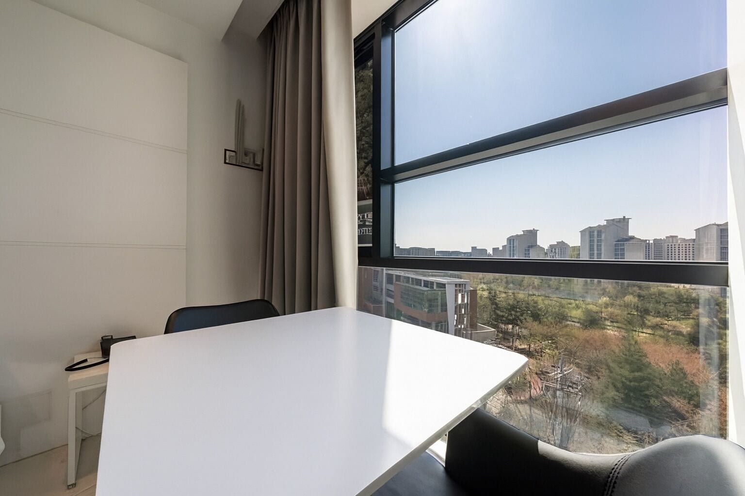 Premier Double | Premium bedding, desk, blackout drapes, soundproofing