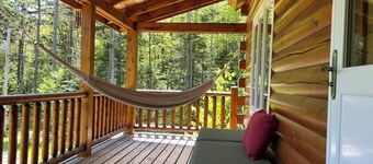 Secluded Log Cabin Escape with Waterfalls, Scenic Views, Pond & EV Outlet