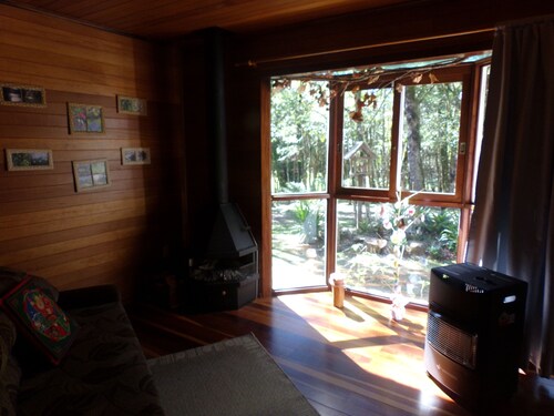 White snow chalet in the mountain lawn nook
