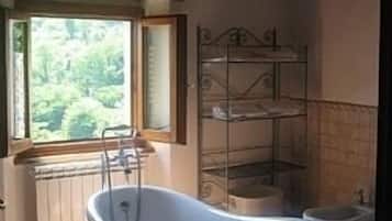 Duschwanne, Bidet, Handtücher