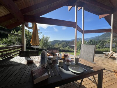 Beautiful log home in sunny Carinthia with fantastic views between Lakes