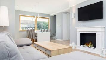 Télévision, cheminée