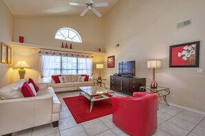Smart TV, DVD player, books, video library