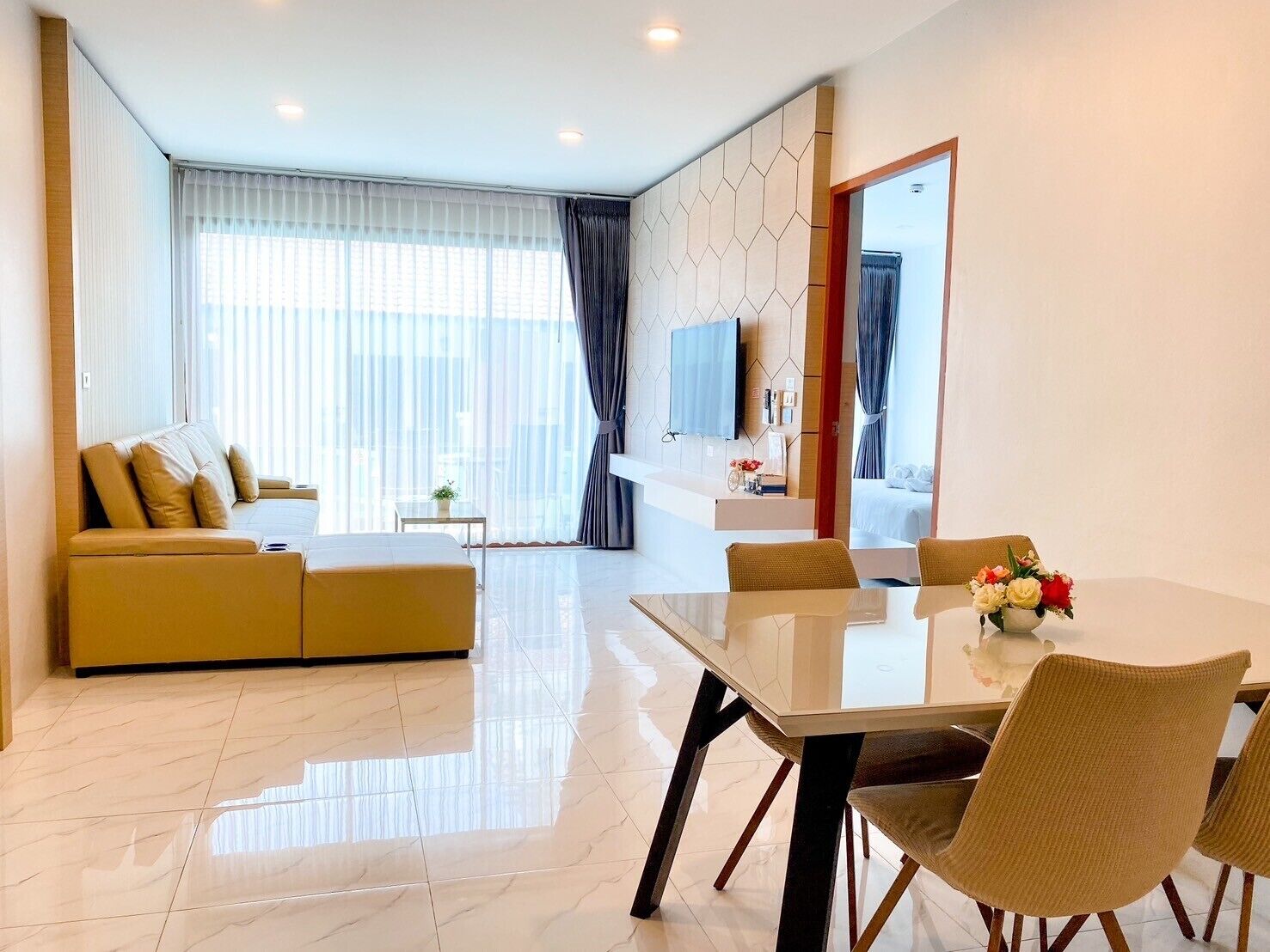 2Bed Room Family Suite | Living area | 45-inch LCD TV with digital channels