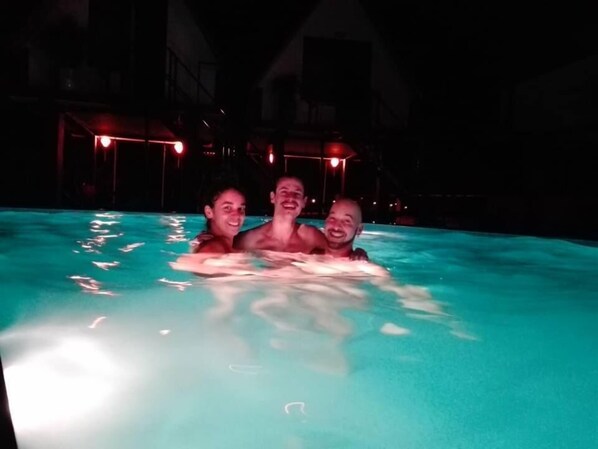 Indoor pool, outdoor pool, open open 24 hours a day, pool umbrellas