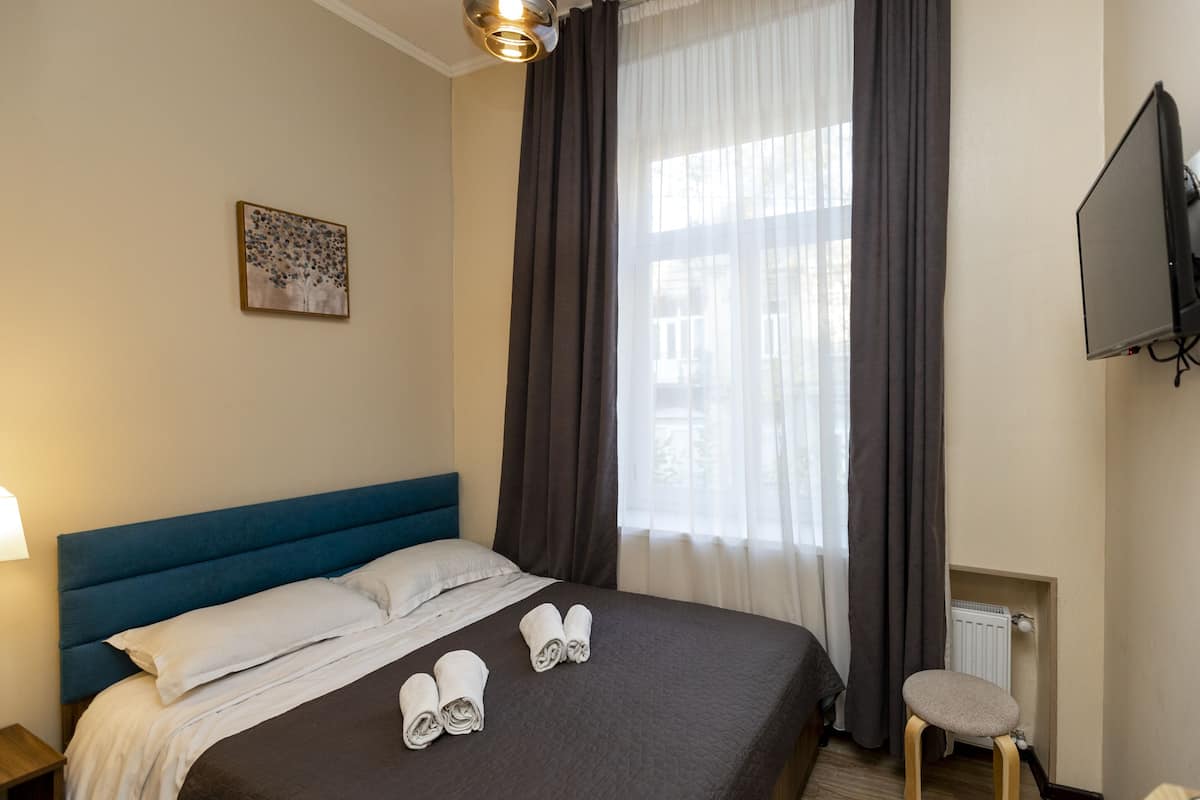 Habitación doble económica, 1 cama matrimonial, para no fumadores | 1 habitación, ropa de cama de alta calidad y minibar