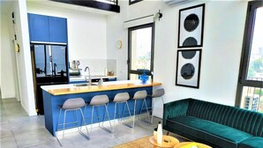 Design Loft, 1 Bedroom, Lake View (with loft) | Private kitchen | Fridge, microwave, oven, stovetop - Nino Stylish Loft (Tiberias)