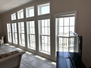 Smart TV, caminetto, lettore DVD, libri