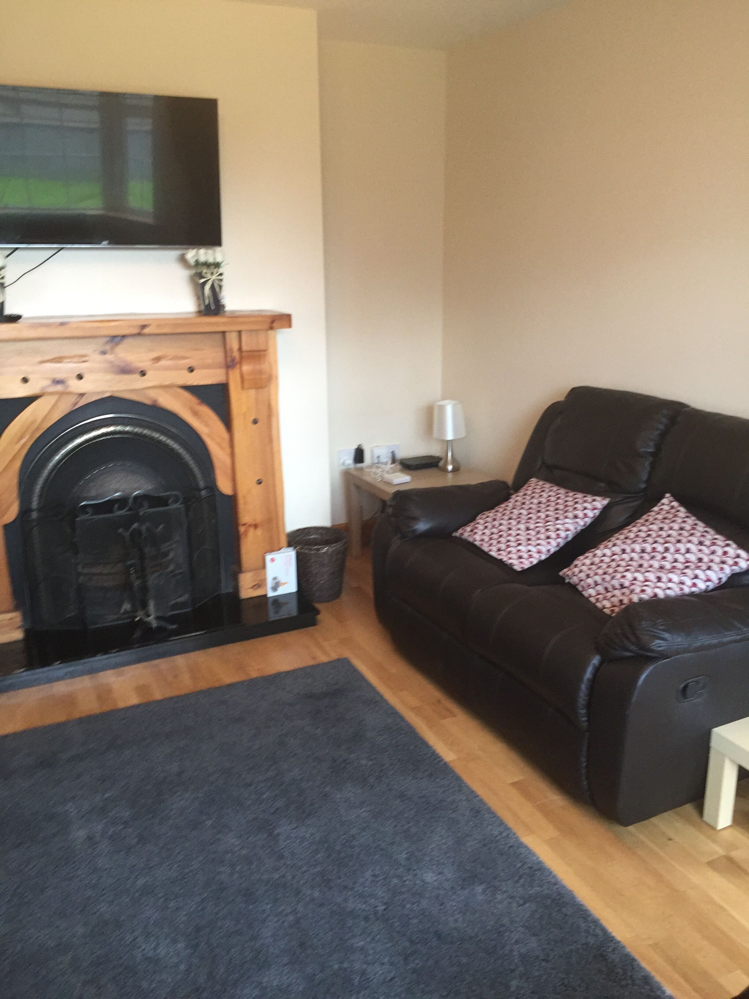 Smart TV, fireplace, video games, DVD player