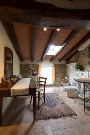 Suihku, hiustenkuivaaja, bidee, pyyhkeet