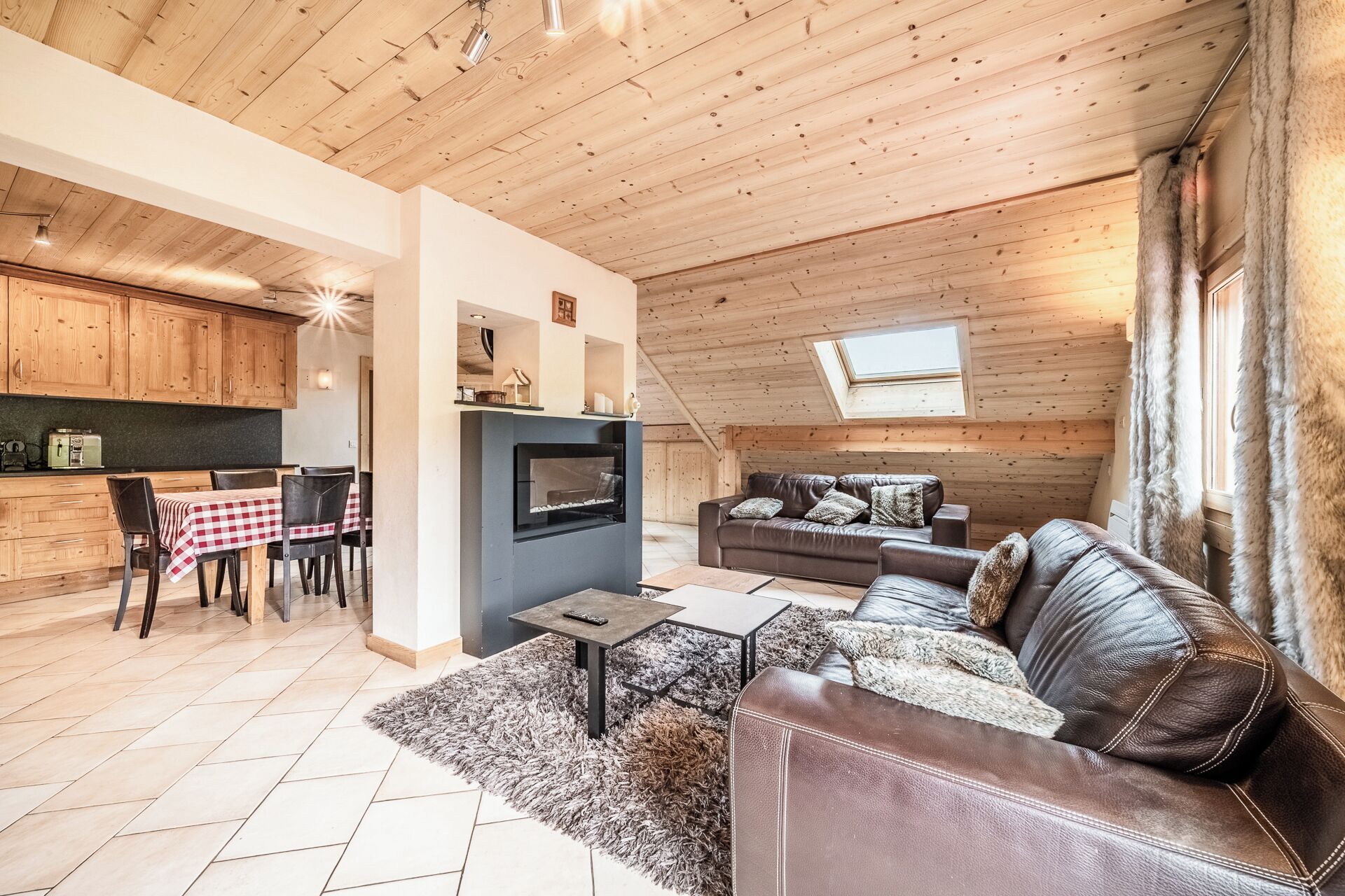 Télévision, cheminée, lecteur de DVD