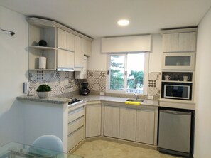 Apartment, 1 King Bed with Sofa bed, Non Smoking, City View | Private kitchen | Full-size fridge, microwave, stovetop, coffee/tea maker - Avalon Apart Hotel (Concepción del Uruguay)