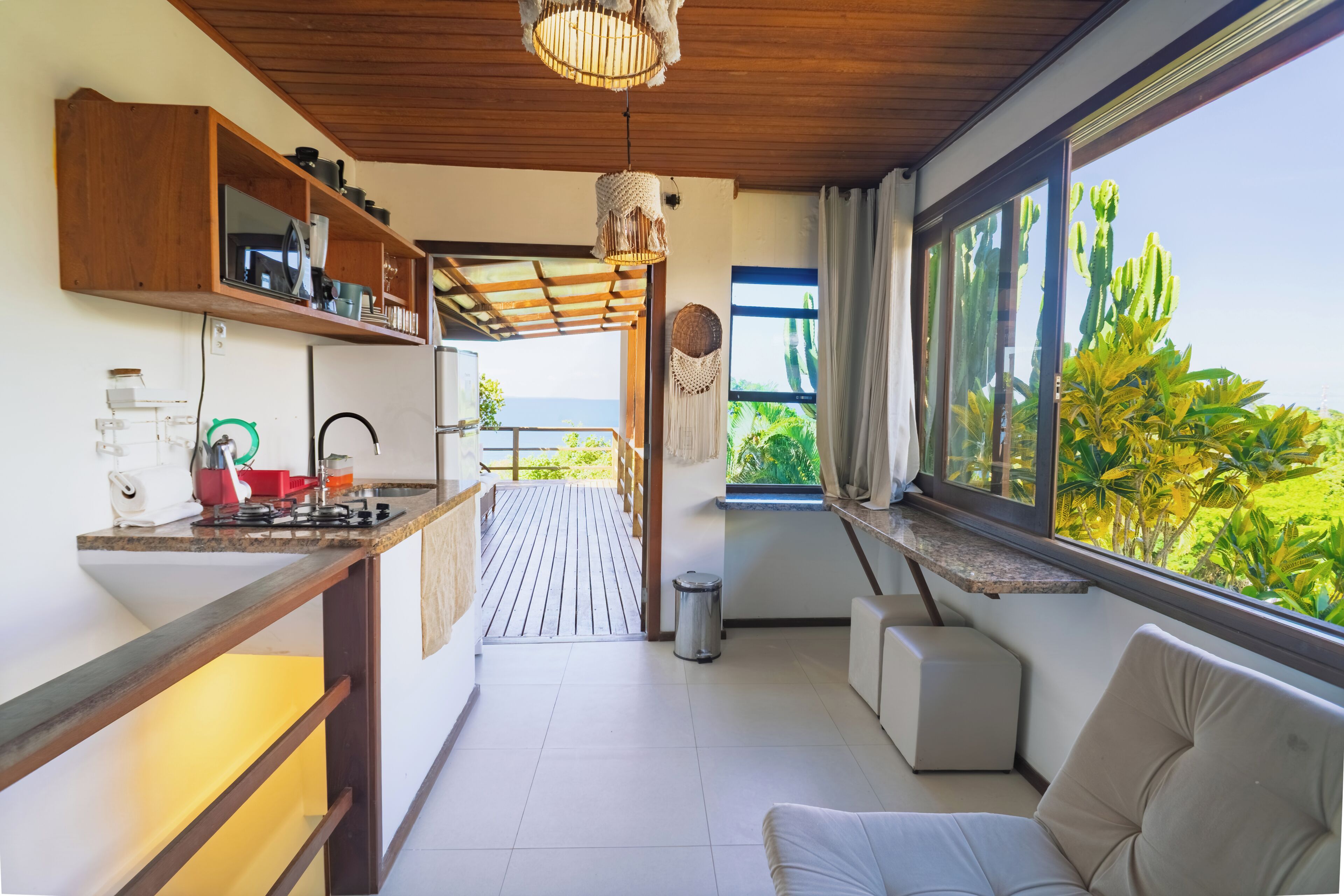 Apartamento premier | Cozinha privada | Micro-ondas, chaleira elétrica, torradeira, liquidificador