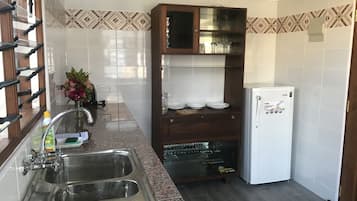 Fridge, oven, stovetop, electric kettle