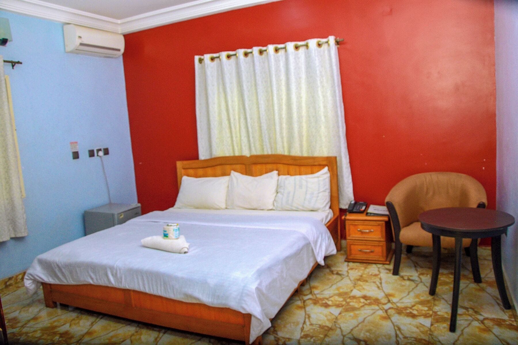 Individually decorated, individually furnished, desk, laptop workspace