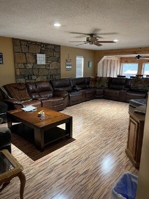 Smart TV, fireplace, video games, DVD player