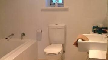 Baignoire, sĂšche-cheveux, serviettes fournies, savon