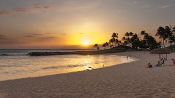 On the beach, beach towels