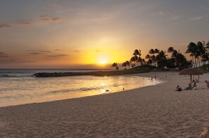 On the beach, beach towels