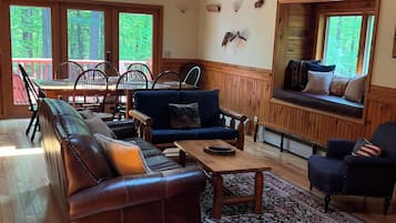 TV connectée, cheminée, lecteur de DVD, table de tennis de table