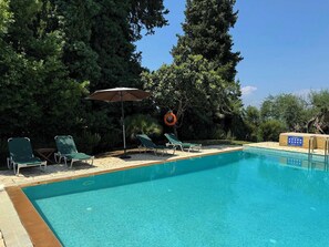 Outdoor pool - Prestige Villas | 5 Mins walk to Tavernas, Lawned Gardens (Gastouri, Achilleio)