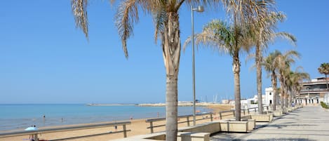 Plage, chaises longues