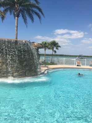 Outdoor pool, a heated pool - Newly Renovated Top Floor Luxury Penthouse. Breathtaking Gulf & Bay Views (Fort Myers Beach)