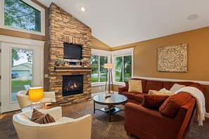 TV, fireplace, DVD player, table tennis