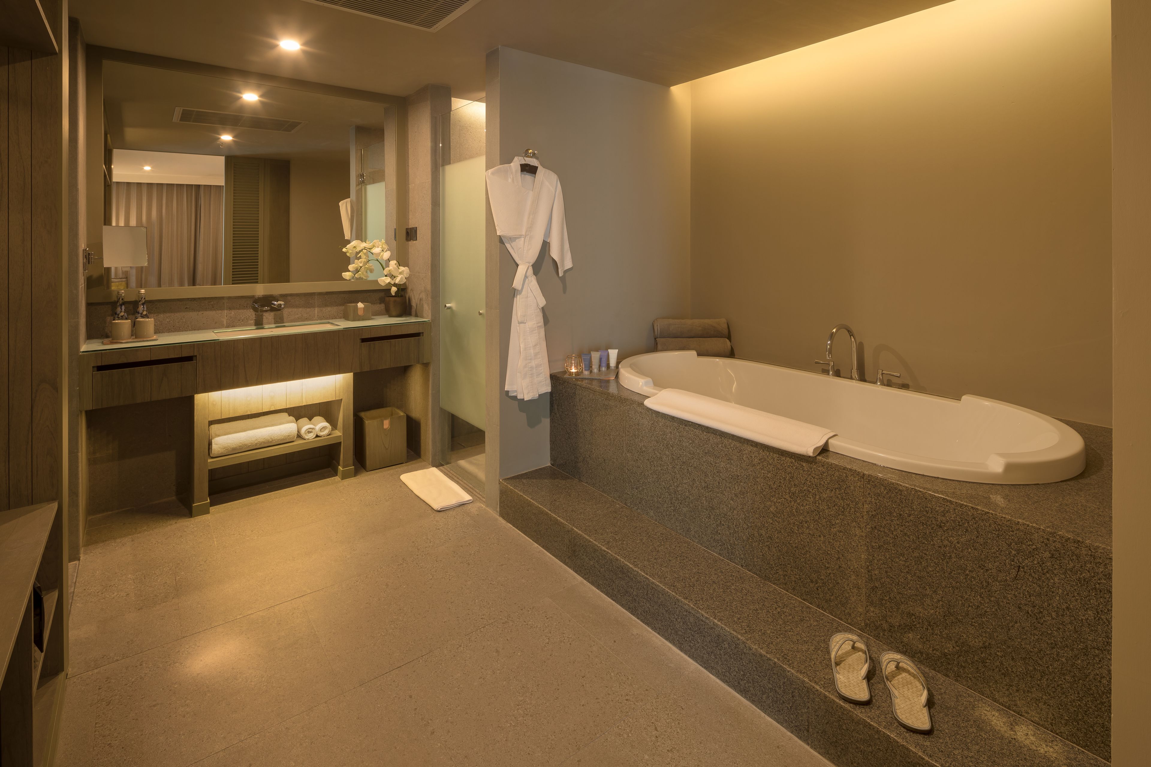 shower, free toiletries, hair dryer, bathrobes