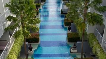 Outdoor pool, sun loungers